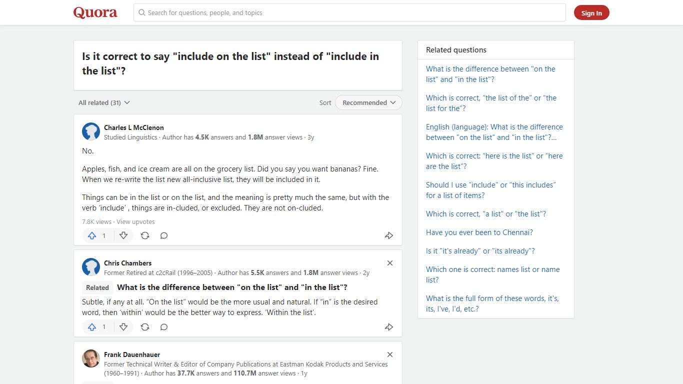 Is it correct to say "include on the list" instead of "include ... - Quora